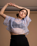 TOP ORGANZA SETA / CELESTE