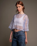 TOP ORGANZA SETA / CELESTE