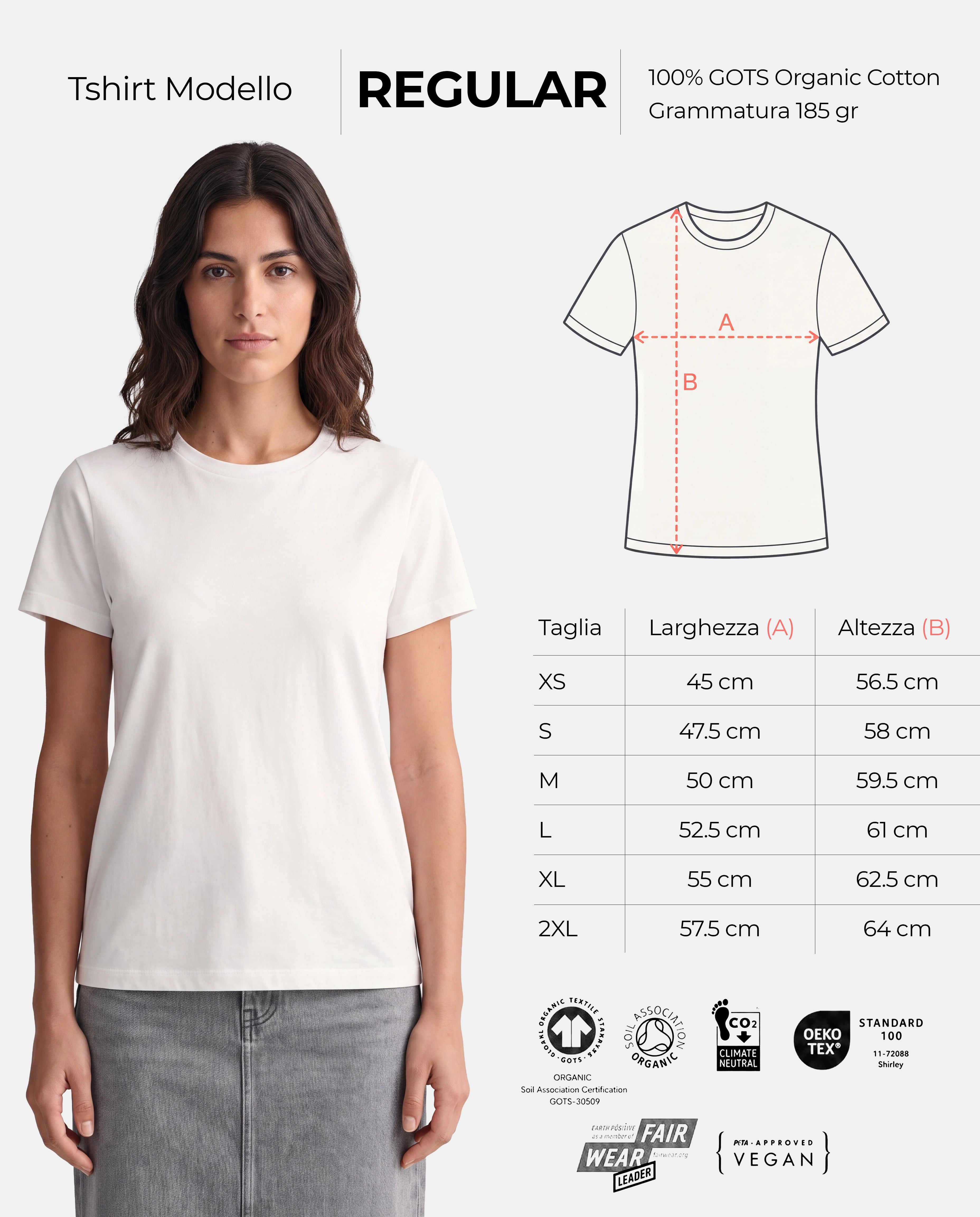 Size guide for Regular t-shirt